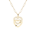 Pendentif Sur Chaîne Double Coeurs Très Grand Modèle