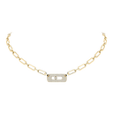 Collier chaîne Move Link semi-pavé Collier diamant en or rose Move Link