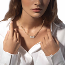 Collier chaîne Move Link semi-pavé